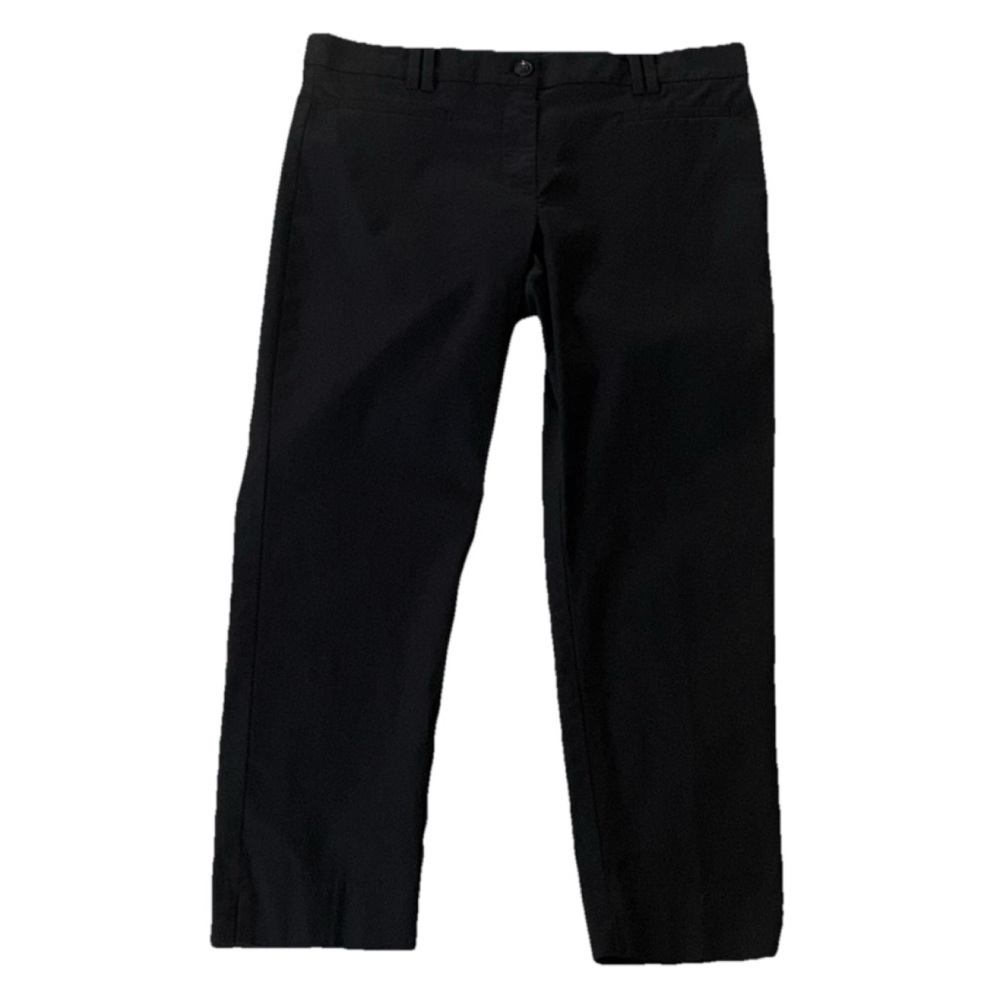 Ann Taylor Straight Leg Mid Rise Chino Solid Black Pants Size 8 Pockets Stretch
